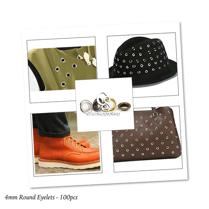 4mm Metal Brass Eyelets Clothing Accessories Grommets Garment Eyelet Iron Bags Eyelet (11) 100pcs 4mm Metal Eyelets Round Inner Hole Grommets DIY Rivet Leathercraft Accessories Air-Hole for Shoes Belt Bag Tag Clothes Scrapbook