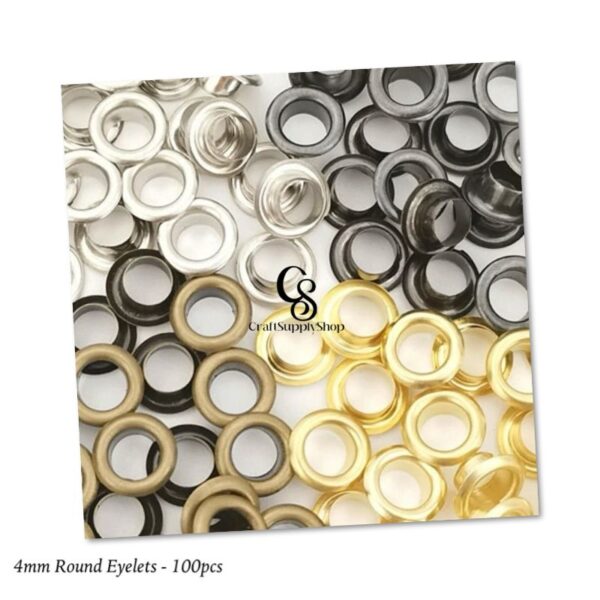 100pcs 4mm Metal Eyelets Round Inner Hole Grommets DIY Rivet Leathercraft Accessories Air-Hole for Shoes Belt Bag Tag Clothes Scrapbook