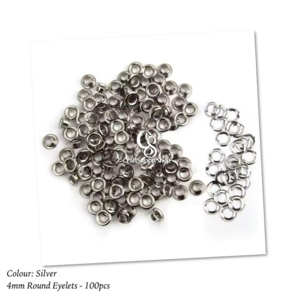 100pcs 4mm Metal Eyelets Round Inner Hole Grommets DIY Rivet Leathercraft Accessories Air-Hole for Shoes Belt Bag Tag Clothes Scrapbook