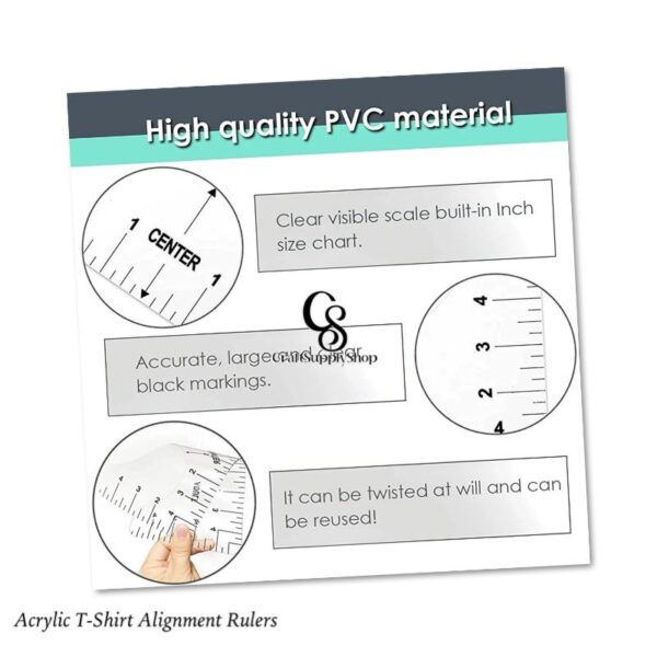 Tshirt Ruler Guide for Vinyl Alignment, T Shirt Rulers to Center Vinyl, Tshirt Alignment Tool for Heat Press (Transparent 4 Pcs)