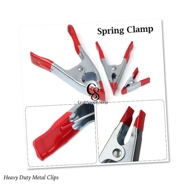 6-inch, 4-inch Heavy Duty Metal Spring Clamps Set, 2-inch, 1-inch Jaw opening, with Protective Handles and Tips