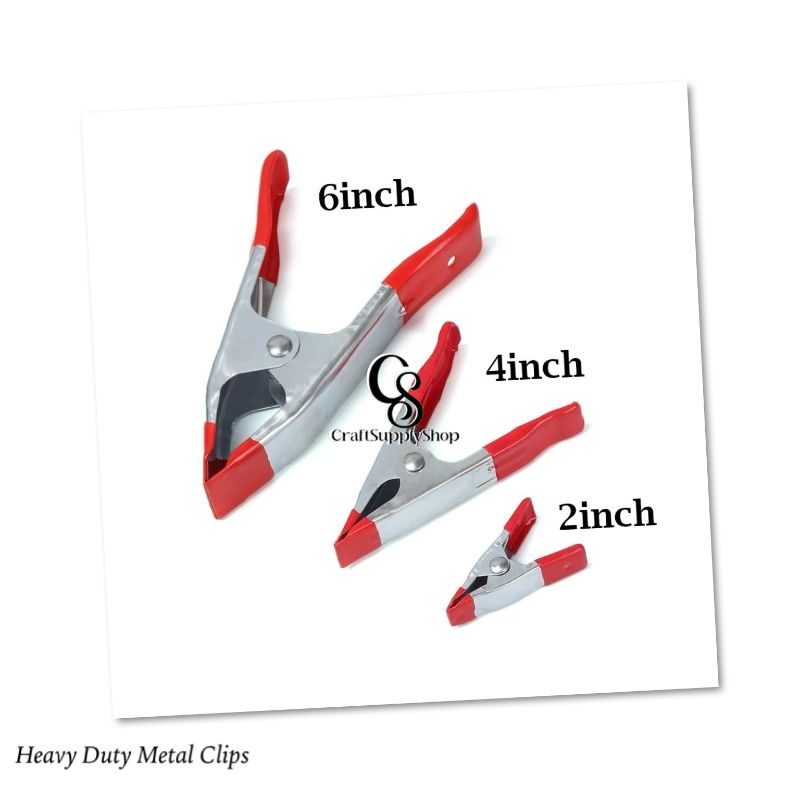 Non-slip 2inch 4inch 6inch Wood Working Heavy Duty Metal Clip Steel Spring Clamps (8) 6-inch, 4-inch Heavy Duty Metal Spring Clamps Set, 2-inch, 1-inch Jaw opening, with Protective Handles and Tips