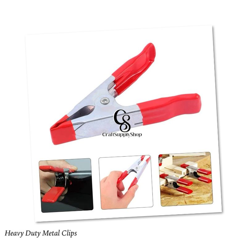 Non-slip 2inch 4inch 6inch Wood Working Heavy Duty Metal Clip Steel Spring Clamps (9) 6-inch, 4-inch Heavy Duty Metal Spring Clamps Set, 2-inch, 1-inch Jaw opening, with Protective Handles and Tips