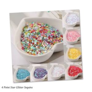 Stars 4 point Confetti Glitter Four-Angle Star Laser Sequins for DIY Crafts, Nail Art Decoration, Party Decoration - 4mm, 10g