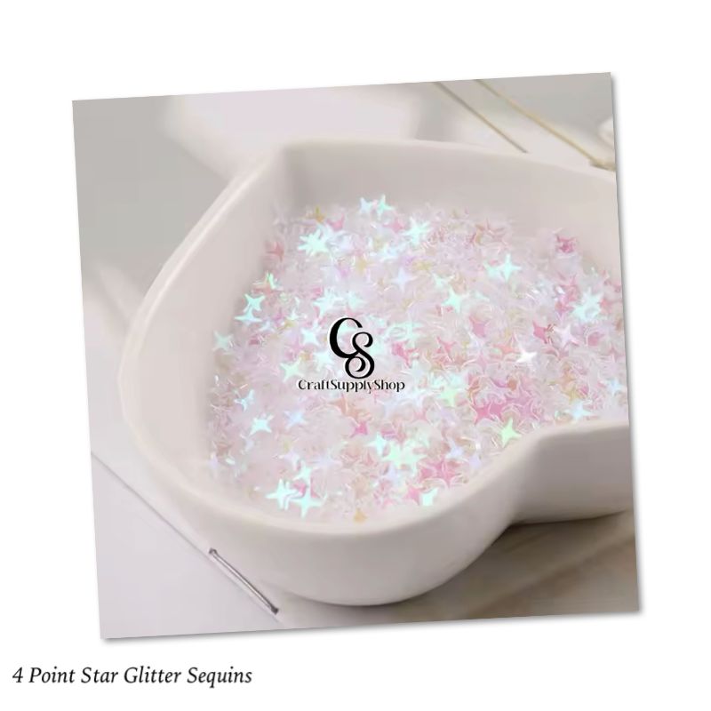 Stars Confetti Glitter Four-Angle Star Laser Sequins for DIY Crafts, Nail Art Decoration, Party Decoration - 4mm, 10g