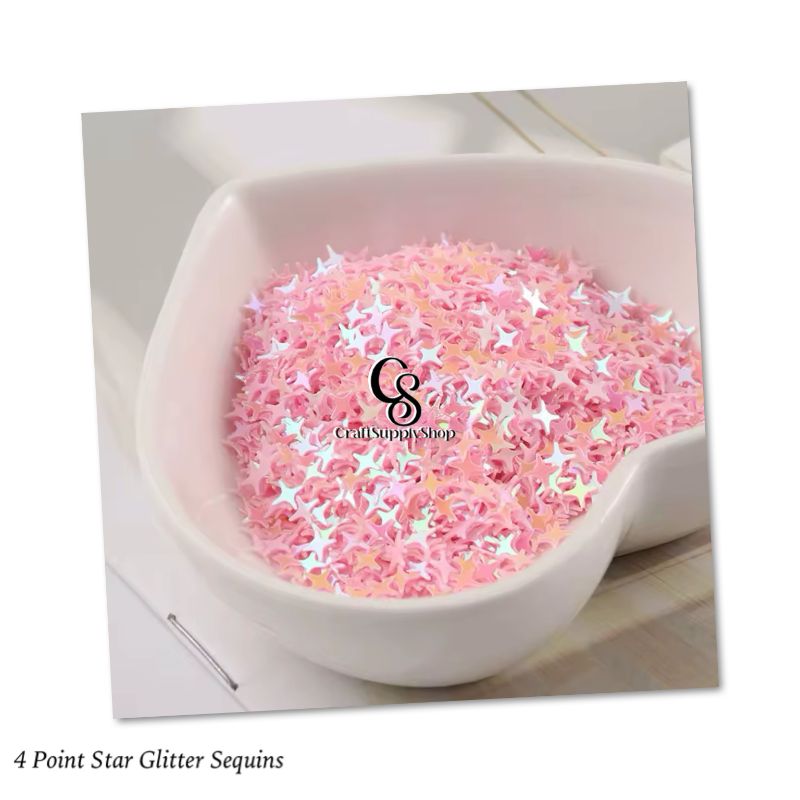 Stars Confetti Glitter Four-Angle Star Laser Sequins for DIY Crafts, Nail Art Decoration, Party Decoration - 4mm, 10g