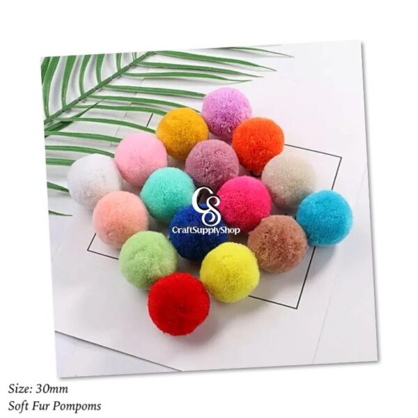 Faux Fur Pom Pom Ball 30mm/3CM Soft Fluffy Ball Charms Craft DIY Mini Pompom Balls for Hair Accessories, Weddings, Birthdays, Christmas Decor