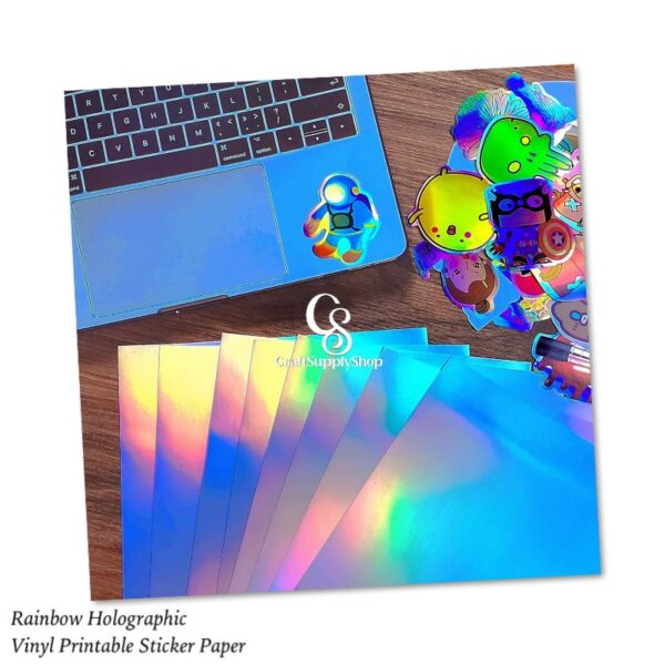 Holographic Rainbow Printable Vinyl Sticker Paper Waterproof Sticker Paper For Inkjet/Laser Printer