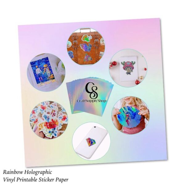 Holographic Rainbow Printable Vinyl Sticker Paper Waterproof Sticker Paper For Inkjet/Laser Printer