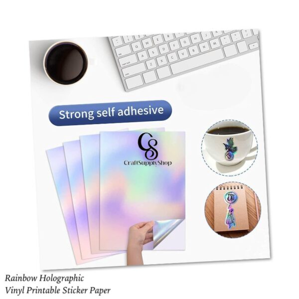 Holographic Rainbow Printable Vinyl Sticker Paper Waterproof Sticker Paper For Inkjet/Laser Printer