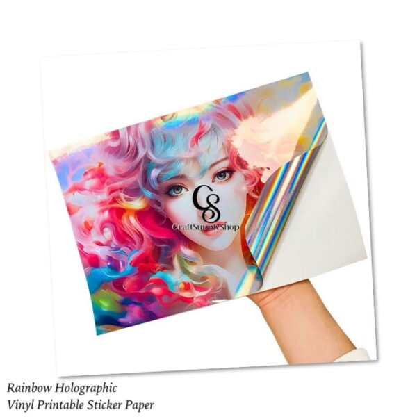 Holographic Rainbow Printable Vinyl Sticker Paper Waterproof Sticker Paper For Inkjet/Laser Printer