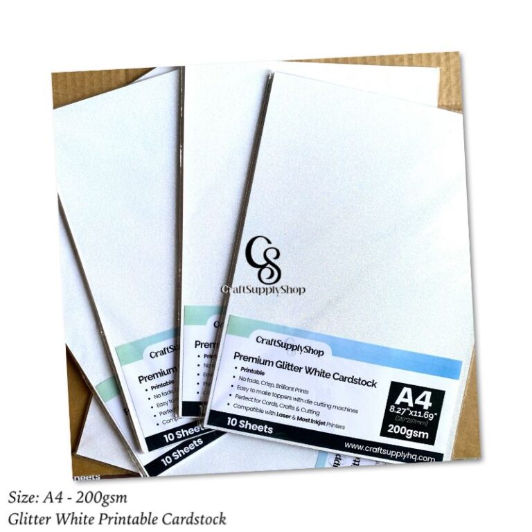 200gsm A4 Printable White Glitter Cardstock CraftSupplyHQ