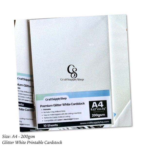 Print Glitter Inkjet Laser White - 200Gsm Premium Cardstock Paper