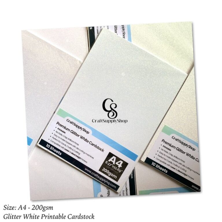 200gsm A4 Printable White Glitter Cardstock CraftSupplyHQ