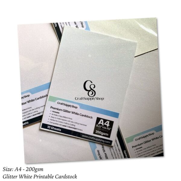 Print Glitter Inkjet Laser White - 200Gsm Premium Cardstock Paper