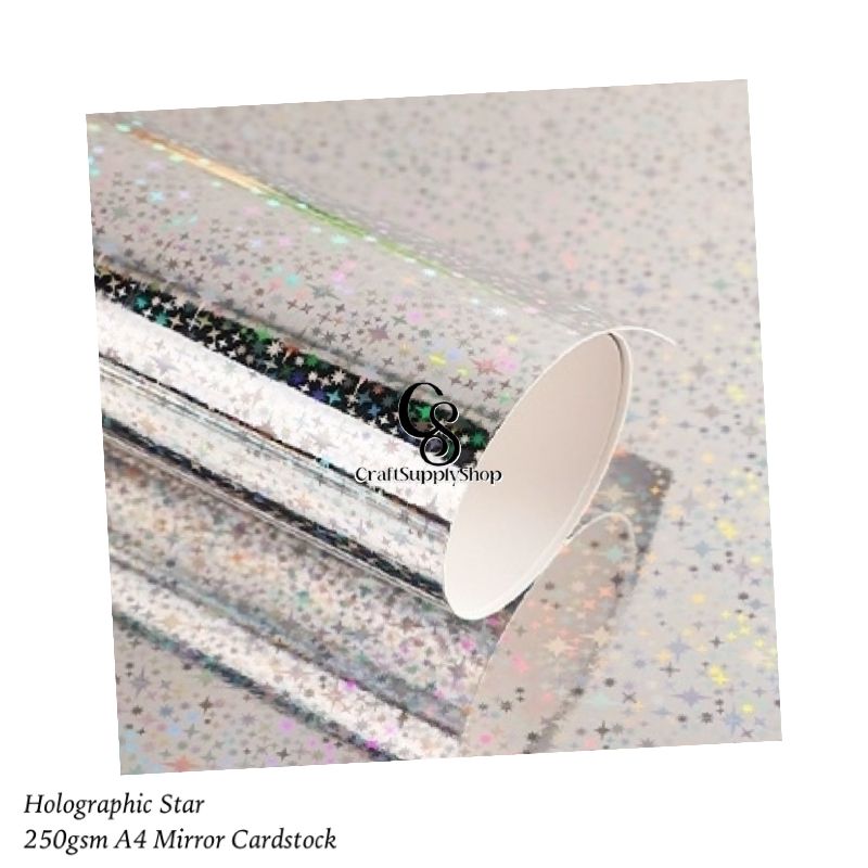 A4 Mirror Hologram star Cardstock Paper, 250gsm 92Ib Metallic Reflective Paper for Crafts, Foil Cardstock for DIY Projects Birthday Party Decoration