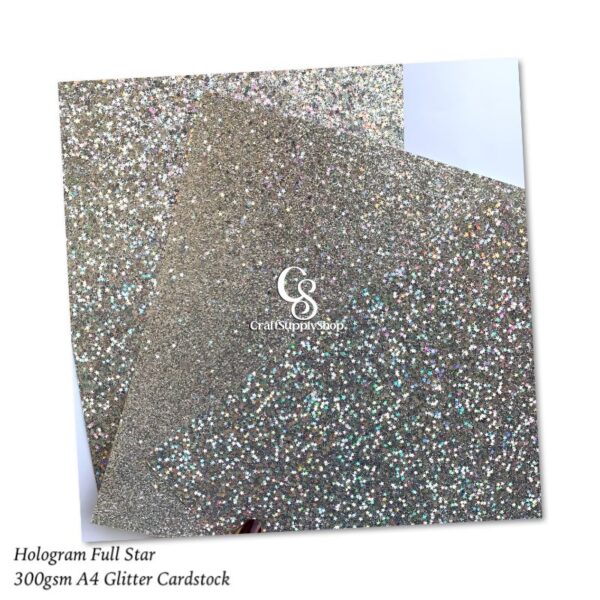 A4 Glitter Hologram FULL star Cardstock Paper, 300gsm Reflective Paper for Crafts, heavy Cardstock for DIY Projects Birthday Party Decoration