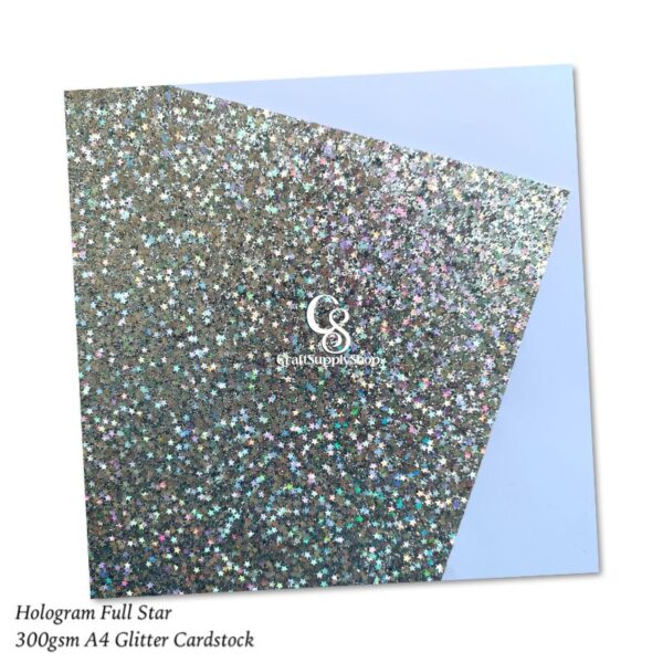 A4 Glitter Hologram FULL star Cardstock Paper, 300gsm Reflective Paper for Crafts, heavy Cardstock for DIY Projects Birthday Party Decoration