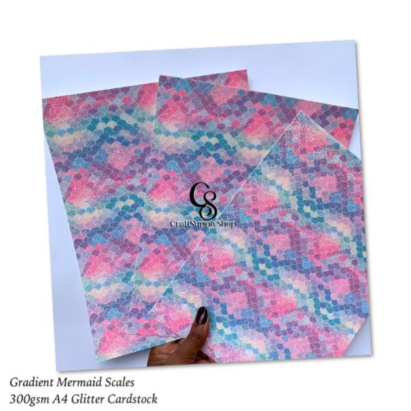 Gradient Glitter Mermaid fish Scale Cardstock Paper, 300gsm Paper for Crafts