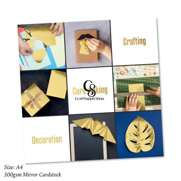 A4 Gold Cardstock - 29.7 x 21cm / 11.7 x 8.25 inches 300gsm - Metallic Foil/Mirror Paper Board for Wedding Invitations, Arts and Crafts, Scrapbooking, and Office Supplies