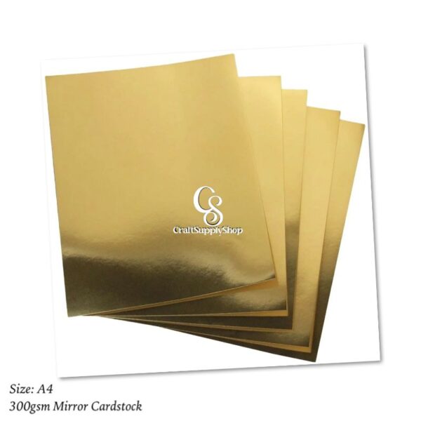 A4 Gold Cardstock - 29.7 x 21cm / 11.7 x 8.25 inches 300gsm - Metallic Foil/Mirror Paper Board for Wedding Invitations, Arts and Crafts, Scrapbooking, and Office Supplies