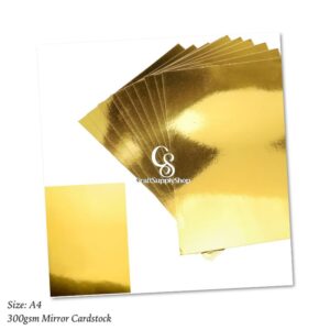 A4 Gold Cardstock - 29.7 x 21cm / 11.7 x 8.25 inches 300gsm - Metallic Foil/Mirror Paper Board for Wedding Invitations, Arts and Crafts, Scrapbooking, and Office Supplies