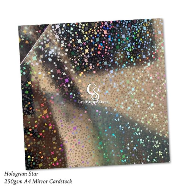 A4 Mirror Hologram star Cardstock Paper, 250gsm 92Ib Metallic Reflective Paper for Crafts, Foil Cardstock for DIY Projects Birthday Party Decoration