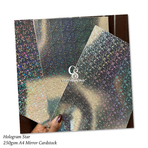 A4 Mirror Hologram star Cardstock Paper, 250gsm 92Ib Metallic Reflective Paper for Crafts, Foil Cardstock for DIY Projects Birthday Party Decoration