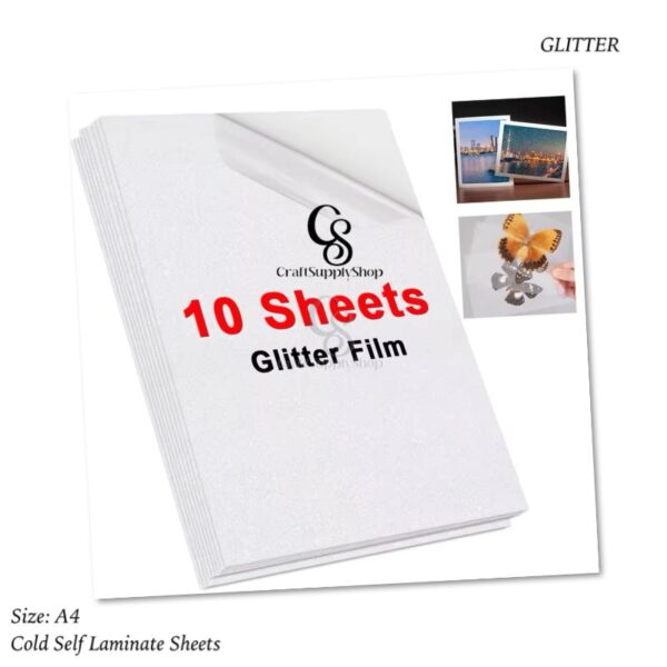 Glitter Cold Self Adhesive Laminating Sheets for Ultimate Protection. No Machines Needed, 4 Mil Thickness, 8.5 x 11 Inches. Effortless, Durable & Perfect for Documents & Photos.