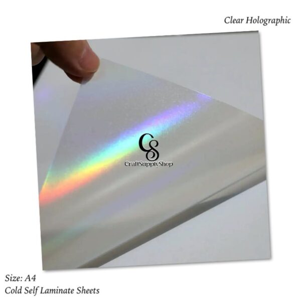 Rainbow Clear Holographic Cold Self Adhesive Laminating Sheets for Ultimate Protection. No Machines Needed, 4 Mil Thickness, 8.5 x 11 Inches. Effortless, Durable & Perfect for Documents & Photos.