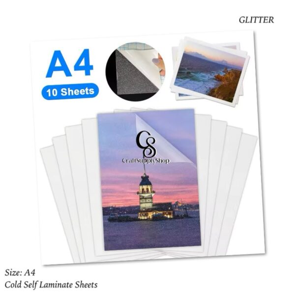 Glitter Cold Self Adhesive Laminating Sheets for Ultimate Protection. No Machines Needed, 4 Mil Thickness, 8.5 x 11 Inches. Effortless, Durable & Perfect for Documents & Photos.