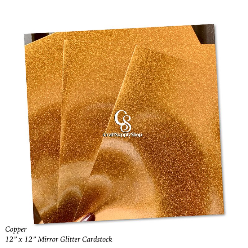 300GSM Mirror Copper Glitter Cardstock Paper, 12 x 12 Glitter Paper Sparkly Paper, Craft Paper Sheet for Cricut, Silhouette cameo Scrapbooking, Crafts, DIY Art Projects and Decorations