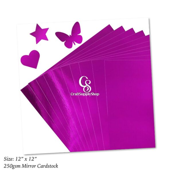 Purple Cardstock 12 x 12 inches 250gsm - Metallic Foil/Mirror Paper Board for Wedding Invitations, Arts and Crafts, Scrapbooking, and Office Supplies