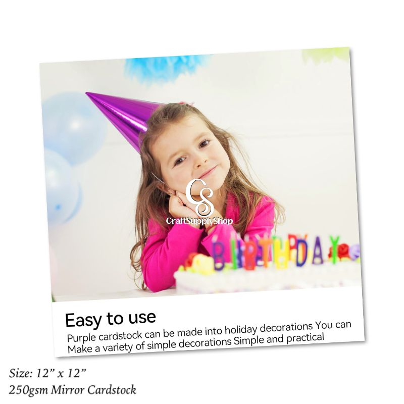 Mirror Purple Cardstock Paper, 250gsm 92Ib Metallic Reflective Paper for Crafts, Foil Cardstock for DIY Projects Birthday Party Decoration (4) Purple Cardstock 12 x 12 inches 250gsm - Metallic Foil/Mirror Paper Board for Wedding Invitations, Arts and Crafts, Scrapbooking, and Office Supplies