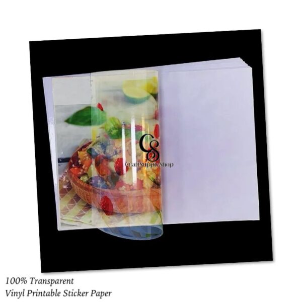 100% Clear Sticker Paper for Inkjet and laser Printer (20 Sheets) - Transparent Glossy 8.27 x 11.7 - Printable Vinyl - Clear Sticker Paper - Clear Vinyl Sticker Paper - Clear Sticker Printer Paper