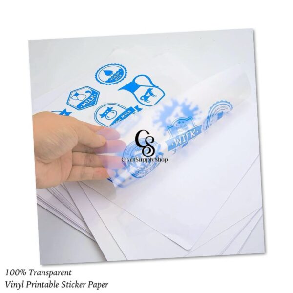 100% Clear Sticker Paper for Inkjet and laser Printer (20 Sheets) - Transparent Glossy 8.27 x 11.7 - Printable Vinyl - Clear Sticker Paper - Clear Vinyl Sticker Paper - Clear Sticker Printer Paper