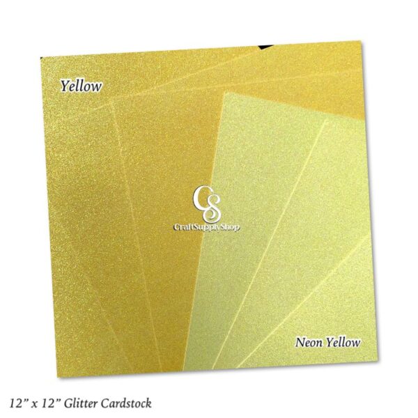 Yellow Cardstock Paper, 12 x 12 Glitter Cardstock, Glitter Paper Sparkly Paper, 300GSM