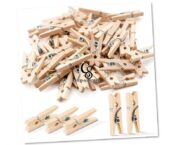 Mini Natural Wooden Clothespins Twine, 50pcs, Peg Pin Craft Clips for Scrapbooking, Arts & Crafts, Hanging Photos (Assorted Colors)