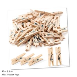 Mini Natural Wooden Clothespins Twine, 50pcs, Peg Pin Craft Clips for Scrapbooking, Arts & Crafts, Hanging Photos (Assorted Colors)