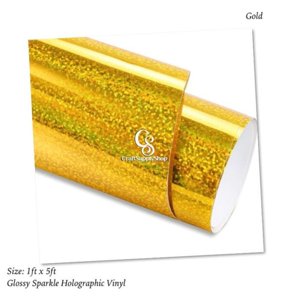 SPARKLE Glossy GOLD Rainbow Holographic Chrome Vinyl