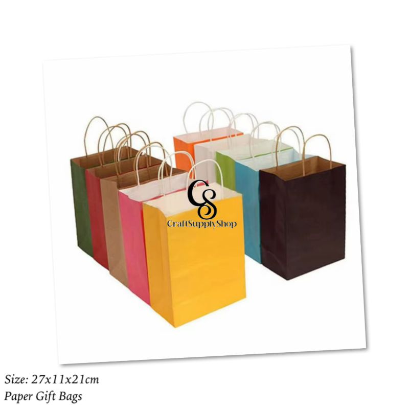 Assorted Gift Bags Rainbow Colors Kraft Paper Party Favor Gift Bags with Handles for Wedding, Easter, Brithday Party Supplies 27x11x21cm Kraft paper bag 27cm Shopping Customized Paper Gift Bag Goodie Bag