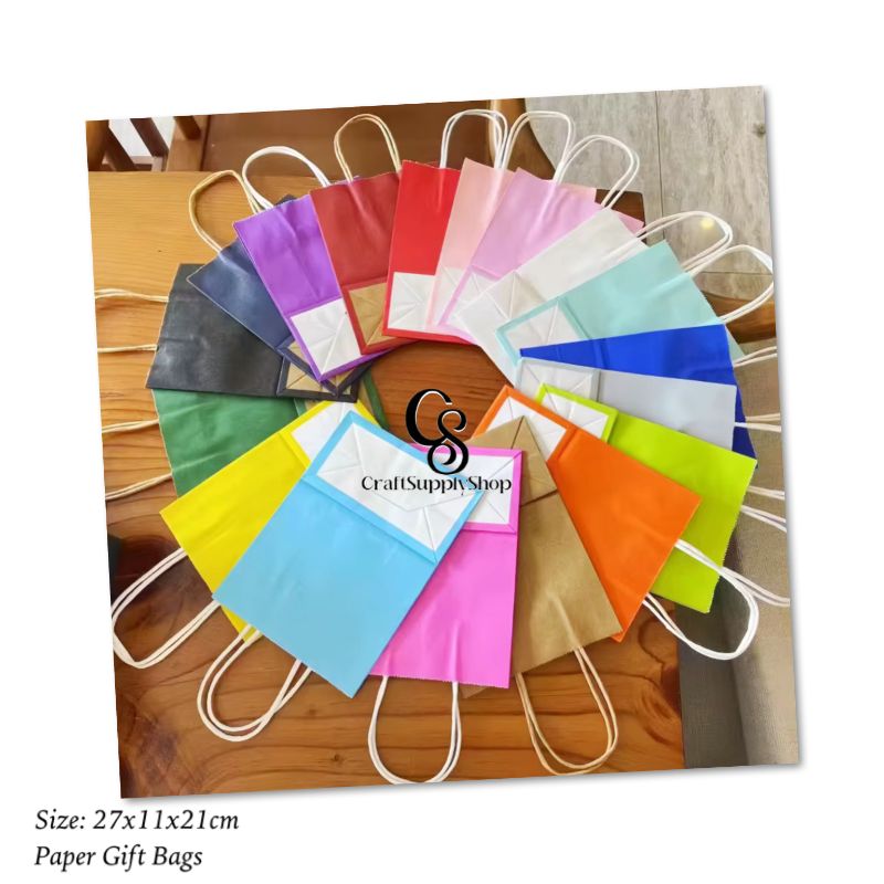 Paper Party Bags with Handles [ Brown ] 10x Gift Bags Small Colourful Carrier Paper Bags Goody Bags for Adults and Kids Parties Weddings Birthdays Baby Showers Xmas and Sweets