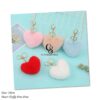 Women's Heart Shape Faux Fur Pom Pom Key Chains Bag Accessory Puffball Keyring Backpack Charms for Girls