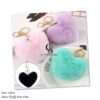 Women's Heart Shape Faux Fur Pom Pom Key Chains Bag Accessory Puffball Keyring Backpack Charms for Girls