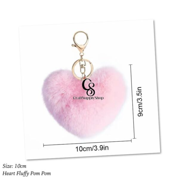 Women's Heart Shape Faux Fur Pom Pom Key Chains Bag Accessory Puffball Keyring Backpack Charms for Girls