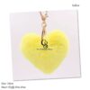 Yellow Women's Heart Shape Faux Fur Pom Pom Key Chains Bag Accessory Puffball Keyring Backpack Charms for Girls