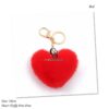 Red Women's Heart Shape Faux Fur Pom Pom Key Chains Bag Accessory Puffball Keyring Backpack Charms for Girls