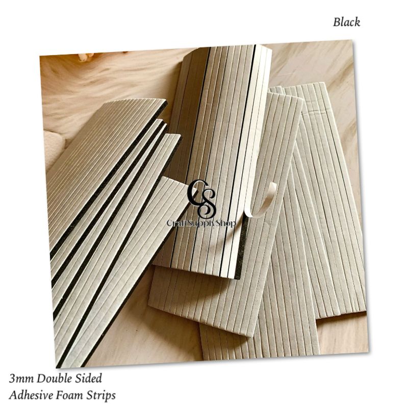 3mm Adhesive EVA Foam Strips Double Sided Foam Tape, 3D Foam Strips with Adhesive Mount for Shaker Cards Scrapbooking (1) Black CraftSupplyShop Foam Sticky Strips Double Sided Dual-Adhesive 3D Foam Tapes Pop Strips Adhesive Mount for Shaker Card Scrapbooking Toppers