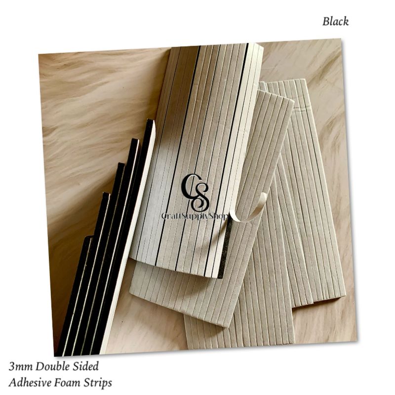 3mm Adhesive EVA Foam Strips Double Sided Foam Tape, 3D Foam Strips with Adhesive Mount for Shaker Cards Scrapbooking (8) Black CraftSupplyShop Foam Sticky Strips Double Sided Dual-Adhesive 3D Foam Tapes Pop Strips Adhesive Mount for Shaker Card Scrapbooking Toppers