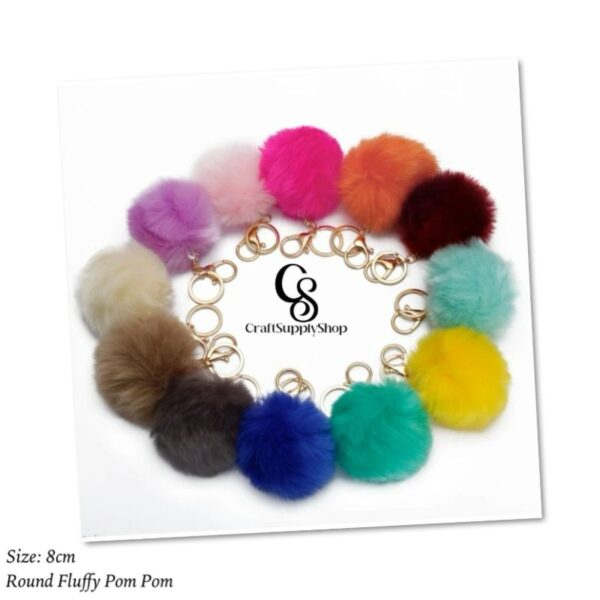 Pom Pom Keychain Rabbit Faux Fur Ball Keychain Fluffy Pom Pom Keychain Pom Pom Puff Ball with Keychain Lobster clasp Hooks